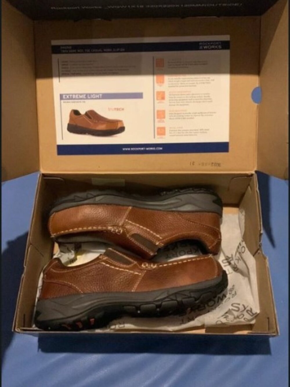 Rockport works mens 7W casual work slip on shoe